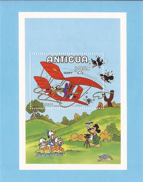 Withdrew 03-18-19-Antigua 1980 Disney’s Goofy in Glider Stamp Souvenir Sheet 1N-010