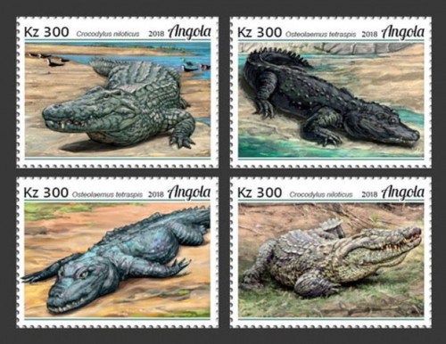Angola - 2018 Crocodiles on Stamps - 4 Stamp Set - ANG18129a