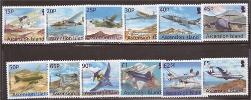 Ascension - 2013 Aircraft - 12 Stamp Set - Scott #1067-78 - 1K-006