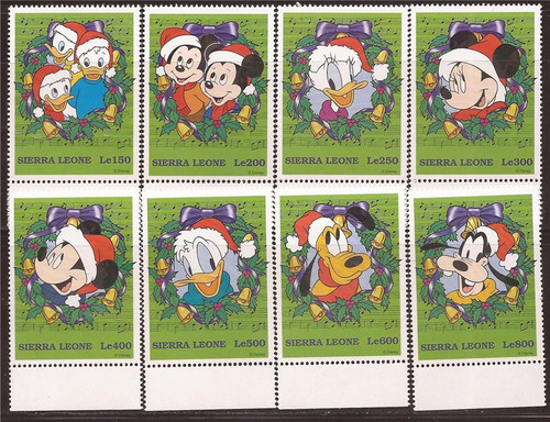 Sierra Leone1997 Disney Christmas 8 Stamp Set Scott #2069-76 19Q-199