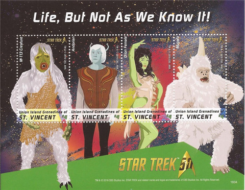 St Vincent Union Isl. - 2016 Star Trek Anniv. - 4 Stamp Sheet-19J-047