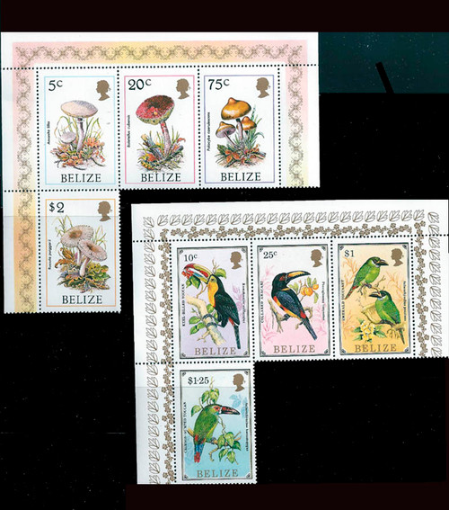 Belize Natural World of Belize Fungi & Toucans  8 Stamp Set 2E-003