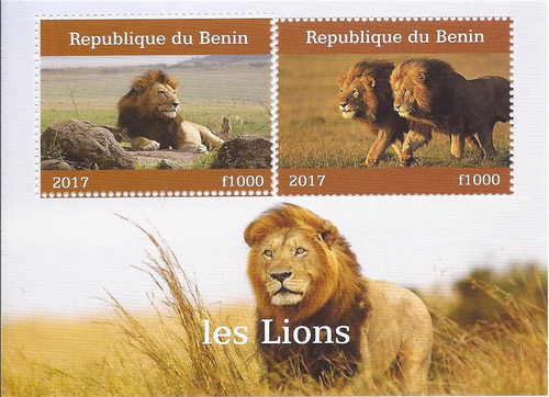 Benin - 2017 Lions - 2 Stamp Souvenir Sheet - 2B-280