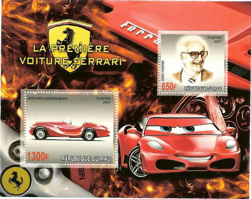Ferrari on Stamps - Mint Sheet of 2 MNH M1156
