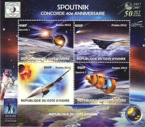 2012 Concorde 40th Anniversary & Sputnik – 4 Stamp Sheet 9A-103