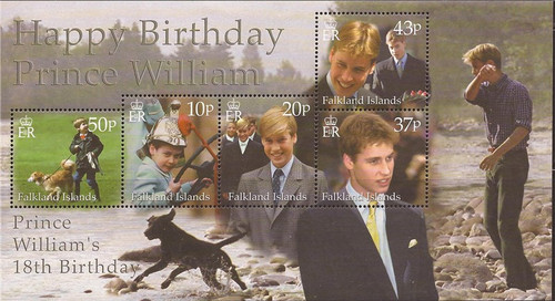 Falkland Islands - 2000 Pr. William Birthday - 5 Stamp Sheet #766