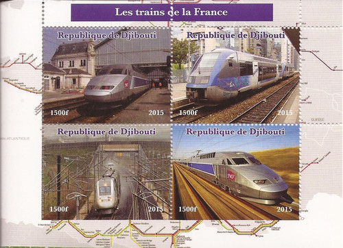 2015 Trains from France - 4 Stamp Sheet - 4B-122