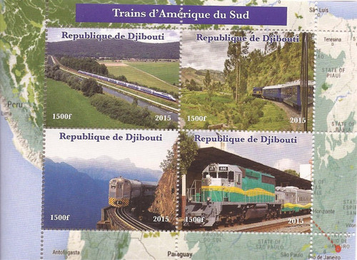 2015 Trains from South America - 4 Stamp Sheet - 4B-123