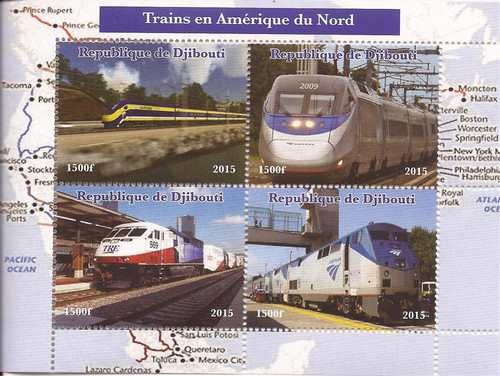 2015 Trains from North America - 4 Stamp Sheet - 4B-128