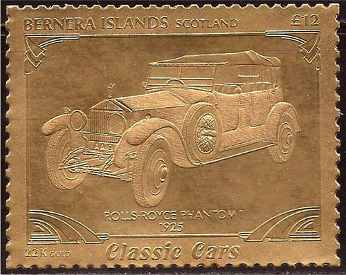 22K Gold Leaf Classic Car Stamp 1925 - Rolls Royce Phantom 1 - 2G-006