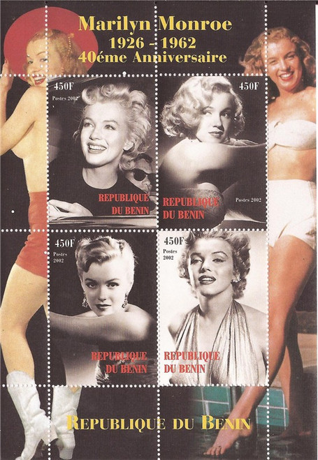 Benin - 2002 Marilyn Monroe - 4 Stamp Sheet - 2B-271