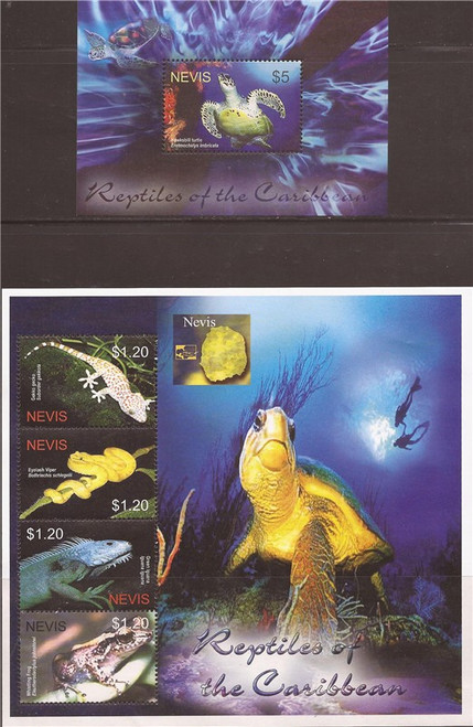 Nevis - 2004 Hermitage Paintings - 4 Stamp Set + S/S - 14N-004 #1381-5