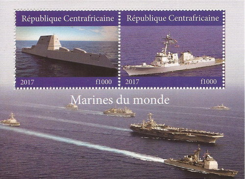 2017 Naval War Ships - 2 Stamp Souvenir Sheet - 3H-1011