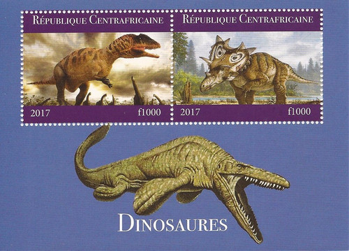 2017 Dinosaurs - 2 Stamp Souvenir Sheet - 3H-1044