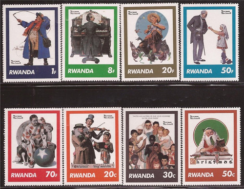 Rwanda 1981 Saturday Evening Post Covers - 8 Stamp Sheet - 27A-011