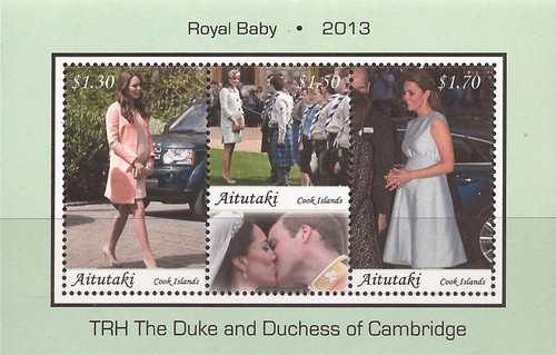 Aitutaki 2013 Royal Birth Prince George 3 Stamp Sheet Scott #613 1M-029