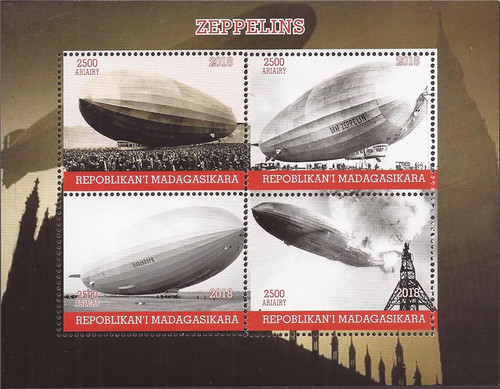 Madagascar - 2018 Zeppelins - 4 Stamp Sheet - 13D-198