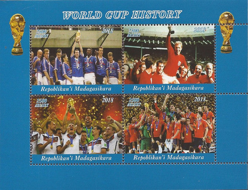 Madagascar - 2018 World Cup History - 4 Stamp Sheet - 13D-210