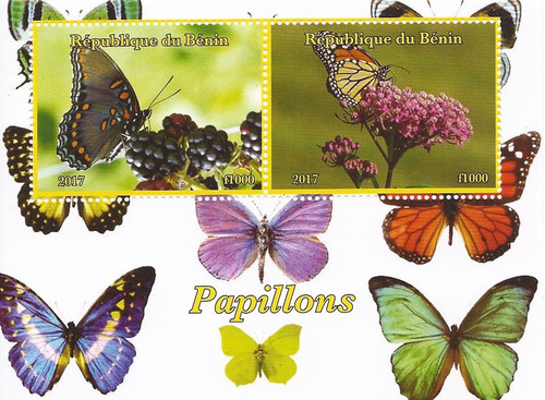 Benin - 2017 Butterflies - 2 Stamp Souvenir Sheet - 2B-279