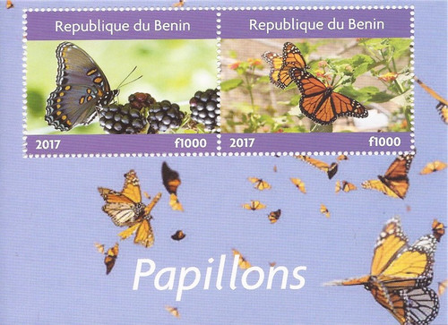 Benin - 2017 Butterflies - 2 Stamp Souvenir Sheet - 2B-313