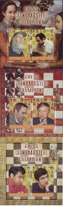 Chess Grandmasters on Stamps - Set of 3 Sheets M1184-6