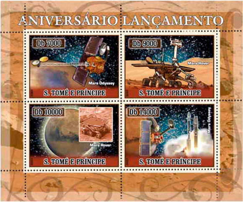 St Thomas - Mars Spacecraft Sheet of 4 ST7109a
