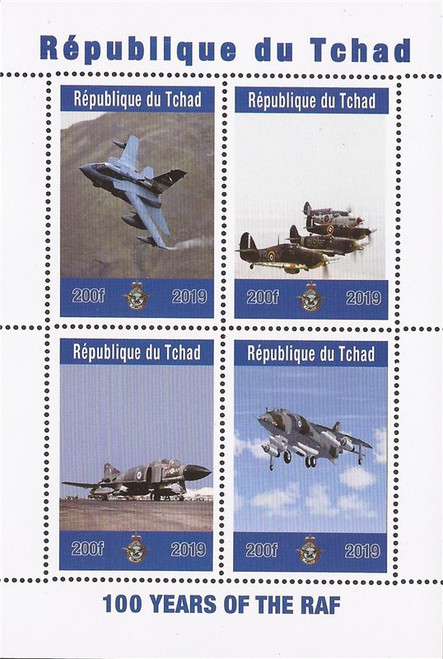 Chad - 2019 Royal Air Force Anniversary - 4 Stamp Sheet - 3B-642