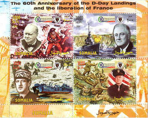 2004 D-Day 60th Anniversary, FDR, Ike - 4 Stamp  Sheet 19B-179