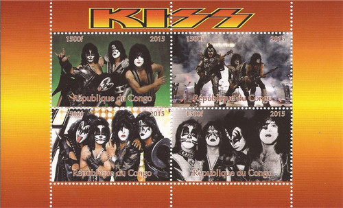 Congo 2015 Rock Legends Kiss 4 Stamp  Sheet - 3A-491