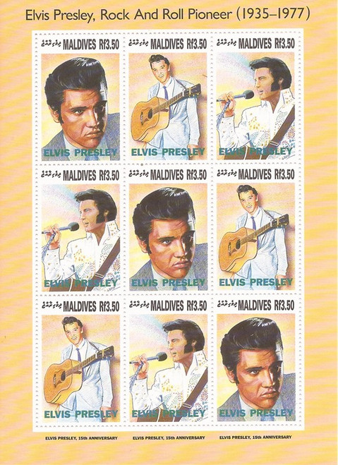 Maldives - 1993 Elvis Presley - 9 Stamp Sheet - 13E-482 - Scott #1836