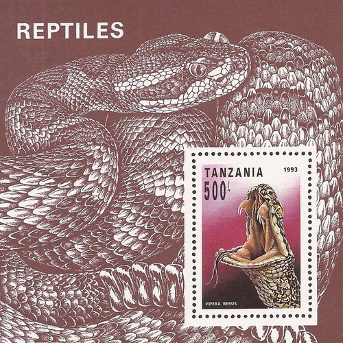 Tanzania - 1993 Vipera Berus Reptiles - Souvenir Sheet - Scott #1135