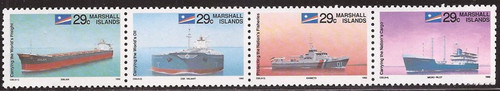 Marshall Islands - 1992 Ships - 4 Stamp Strip - Scott #417a