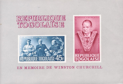 Togo - 1965 Winston Churchill - 2 Stamp Imperf Souvenir Sheet #C47a