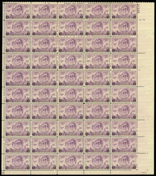 US Stamp - 1936 Arkansas Statehood - 50 Stamp Sheet - Scott #782