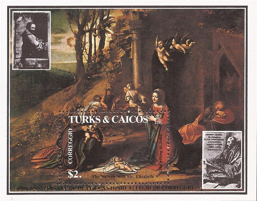 Turks & Caicos - 1984 Correggio Easter Nativity Painting - S/S #618