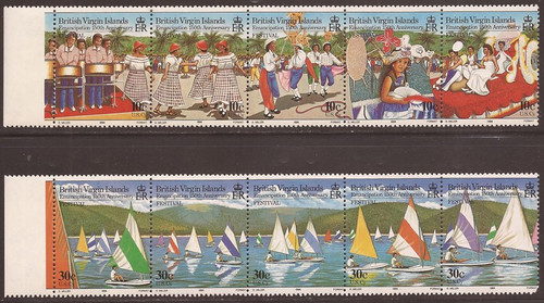 Virgin Islands 1984 Festival & Regatta Set of 2 5 Stamp Strips #478-9