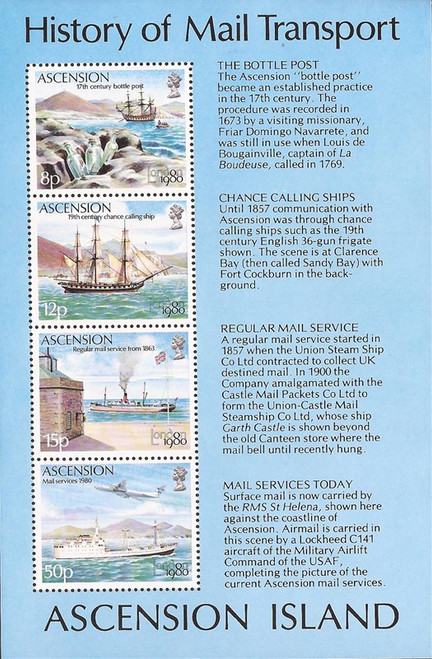 Ascension - 1980 Ships, London - 4 Stamp Souvenir Sheet - Scott #260a 