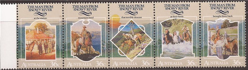 Australia - 1987 The Man from Snowy River - 5 Stamp Strip #1034