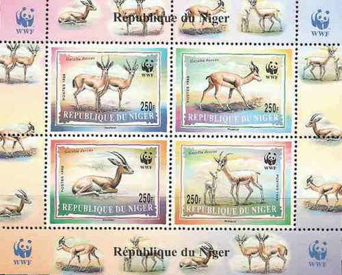 Niger - WWF Dorcas Gazelles Souvenir Sheet of 4 14A-003