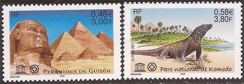 France - 2001 Official, UNESCO Sphinx Dragon - 2 Stamp Set #2O51-2