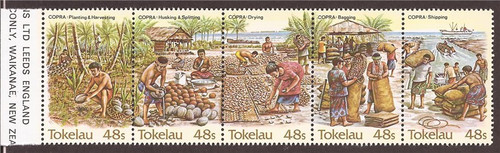 Tokelau - 1984 Copra Coconut Planting & Harvesting 5 Stamp Strip #103