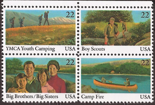 US Stamp - 1985 22c International Youth Year - 4 Stamp Block #2160-3