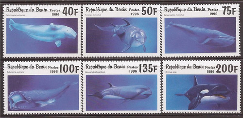 Benin - 1996 Marine Mammals Whales & Dolphins - 6 Stamp Set #936-41
