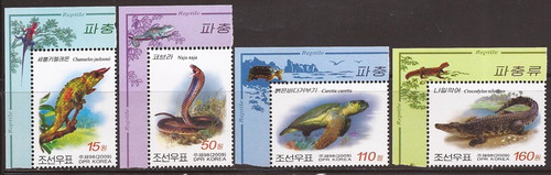 Korea, DPR - 2009 Reptiles Snake Turtle - 4 Stamp Set - Scott #4878-81