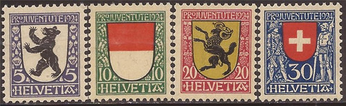 Switzerland - 1924 Appenzell Solothurn Arms - 4 Stamp Set MH #B29-32