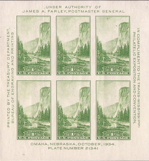 US Stamp 1934 Trans-Miss Philatelic Expo Souvenir Sheet MNH Scott #751