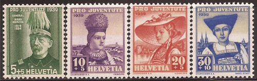 Switzerland - 1939 Herzog and Regional Girls - 4 Stamp Set MH #B96-9