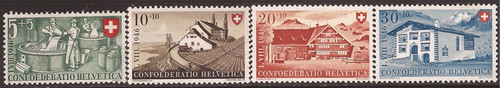 Switzerland - 1946 Cheese Making, Farm Houses - 4 Stamp Set #B154-7 