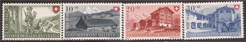 Switzerland - 1948 Frontier Guard & Houses - 4 Stamp Set #B174-7