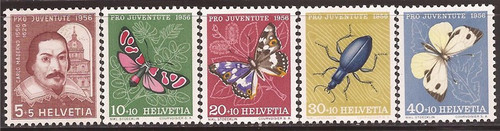 Switzerland - 1956 Maderno & Insects - 5 Stamp Set MH - Scott #B257-61